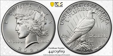 2021 $1 Peace Dollar 100th Anniversary First Strike MS70