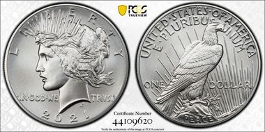 2021 $1 Peace Dollar 100th Anniversary First Strike MS70