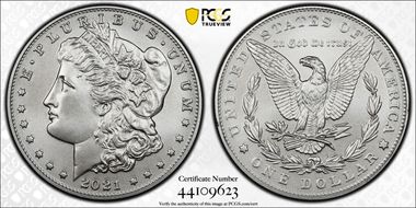 2021 $1 Morgan Dollar 100th Anniversary First Strike MS70