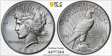 2021 $1 Peace Dollar 100th Anniversary MS69