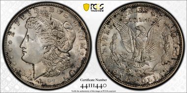 1921-D $1 VAM 1B, Capped R MS64