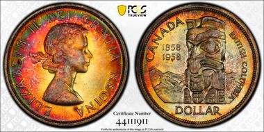 1958 S$1 British Columbia MS66+