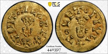 (621-631) Tremis Visigoths, Toledo Mint Suintila MS62