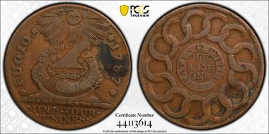 1787 Fugio 1C 8 Pointed Stars VF25BN