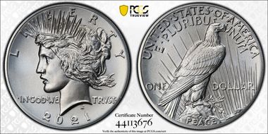 2021 $1 Peace Dollar 100th Anniversary First Strike MS70