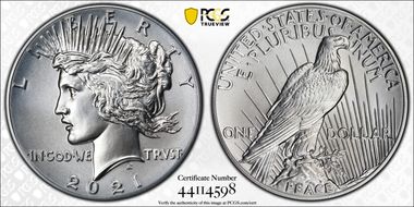 2021 $1 Peace Dollar 100th Anniversary First Strike MS70