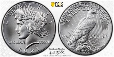 2021 $1 Peace Dollar 100th Anniversary First Strike MS69
