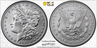 2021 $1 Morgan Dollar 100th Anniversary First Strike MS70