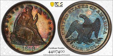 1858 $1 PR65