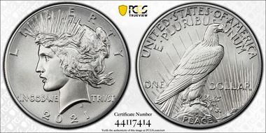 2021 $1 Peace Dollar 100th Anniversary First Strike MS69