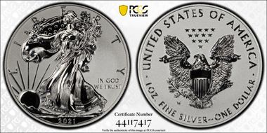 2021-W $1 Silver Eagle Rev PR - Type 1 Designer Edition PR70