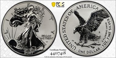 2021-S $1 Silver Eagle Rev PR - Type 2 Designer Edition PR69