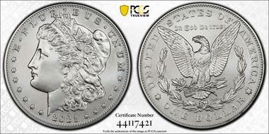 2021 $1 Morgan Dollar 100th Anniversary First Strike MS70