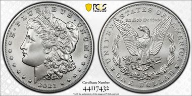 2021-CC Privy $1 Morgan Dollar 100th Anniversary First Strike MS70