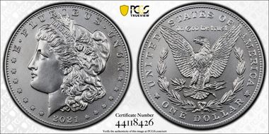 2021-D $1 Morgan Dollar 100th Anniversary First Strike MS70