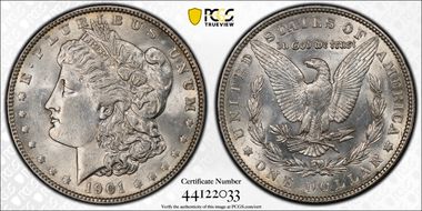 1901 $1 VAM 16 Doubled Ear AU58