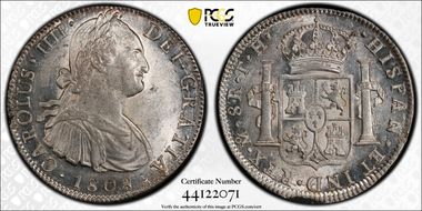 1808/7-Mo TH 8 R Calico-987  Charles IIII MS62