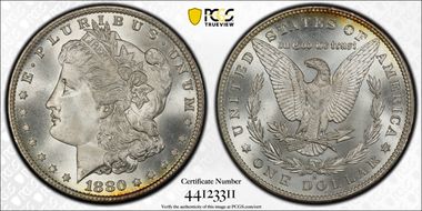 1880/9-S $1 VAM 11, 0/9 Overdate MS68