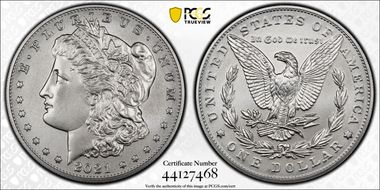 2021 $1 Morgan Dollar 100th Anniversary First Strike MS70