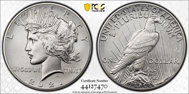 2021 $1 Peace Dollar 100th Anniversary First Strike MS69