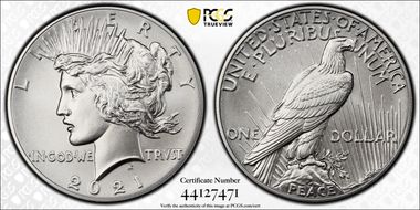 2021 $1 Peace Dollar 100th Anniversary First Strike MS69