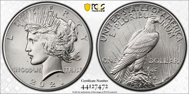 2021 $1 Peace Dollar 100th Anniversary First Strike MS69