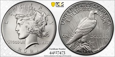 2021 $1 Peace Dollar 100th Anniversary First Strike MS70