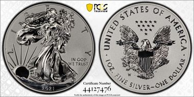 2021-W $1 Silver Eagle Rev PR - Type 1 Designer Edition - First Strike PR70