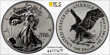 2021-S $1 Silver Eagle Rev PR - Type 2 Designer Edition - First Strike PR70