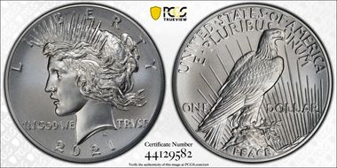 2021 $1 Peace Dollar 100th Anniversary First Strike MS70