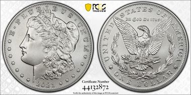2021-CC Privy $1 Morgan Dollar 100th Anniversary First Strike MS70