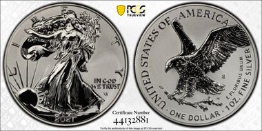2021-S $1 Silver Eagle Rev PR - Type 2 Designer Edition - First Strike PR70