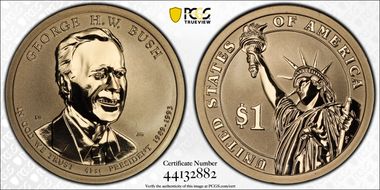 2020-S $1 George H.W. Bush - Rev PR Coin & Chronicles Set First Strike PR70