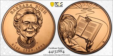 (2020) Medal Barbara Bush Coin & Chronicles Set First Strike MS69RD
