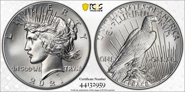 2021 $1 Peace Dollar 100th Anniversary First Strike MS70