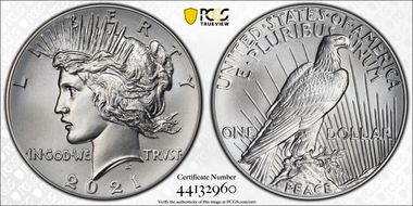 2021 $1 Peace Dollar 100th Anniversary First Strike MS70