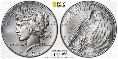 2021 $1 Peace Dollar 100th Anniversary First Strike MS70