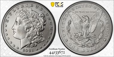 2021 $1 Morgan Dollar 100th Anniversary First Strike MS70