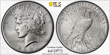 2021 $1 Peace Dollar 100th Anniversary First Strike MS70