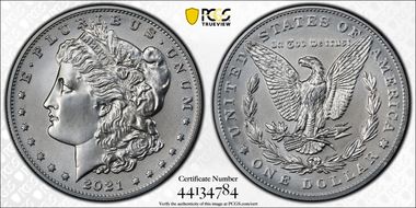 2021 $1 Morgan Dollar 100th Anniversary First Strike MS70