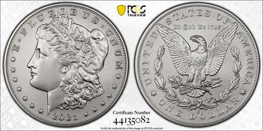 2021-O Privy $1 Morgan Dollar 100th Anniversary MS70