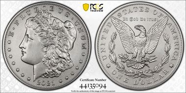 2021-O Privy $1 Morgan Dollar 100th Anniversary MS70