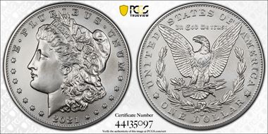 2021-CC Privy $1 Morgan Dollar 100th Anniversary MS70