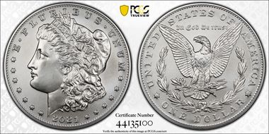 2021-CC Privy $1 Morgan Dollar 100th Anniversary MS69