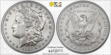 2021-CC Privy $1 Morgan Dollar 100th Anniversary MS70