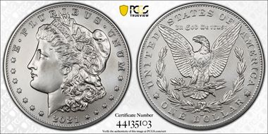 2021-CC Privy $1 Morgan Dollar 100th Anniversary MS70