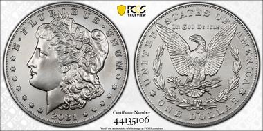 2021-CC Privy $1 Morgan Dollar 100th Anniversary MS70