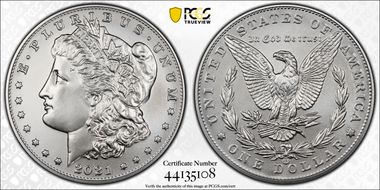 2021-CC Privy $1 Morgan Dollar 100th Anniversary MS70