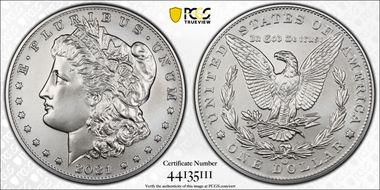 2021-CC Privy $1 Morgan Dollar 100th Anniversary MS70