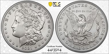 2021-CC Privy $1 Morgan Dollar 100th Anniversary MS70